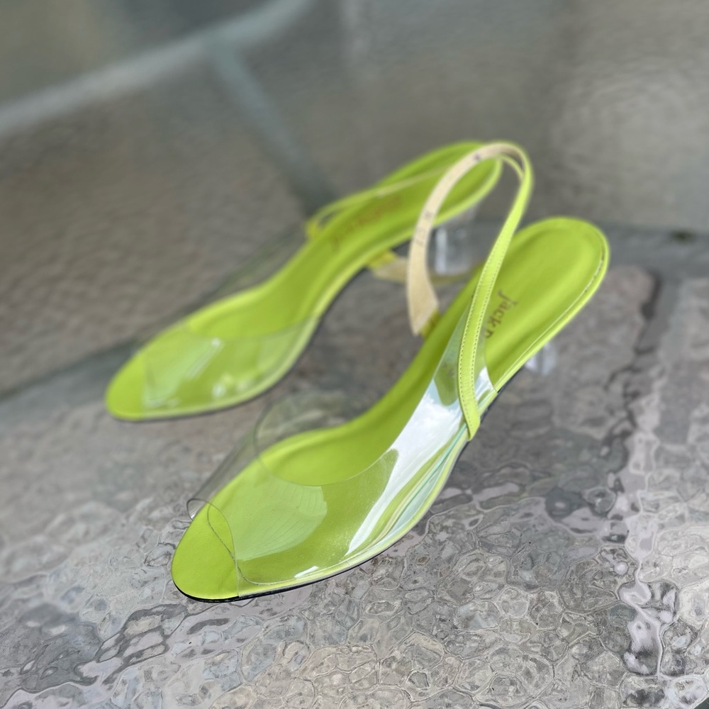Jack Rogers Vintage Clear and Lime PVC Slingback size 10